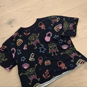 SpongeBob neon cropped tee (M)